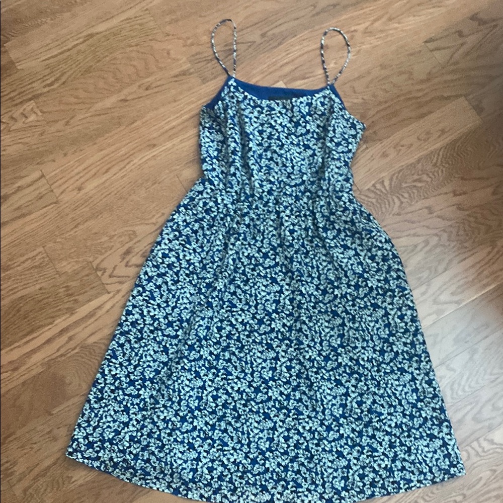 J.Crew Floral Blue Spaghetti Strap Dress